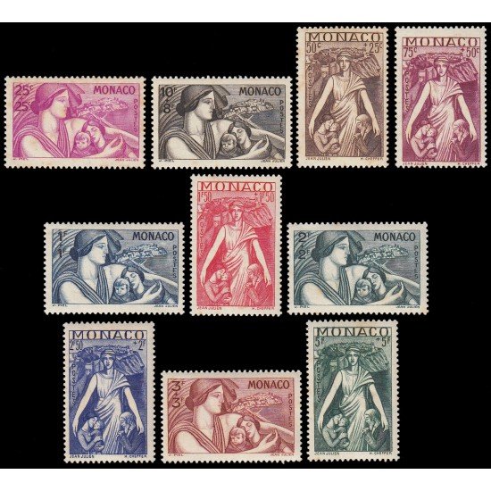 Monaco 215/24 1941 Protección de la madre y el hijo En beneficio de obras de caridad MNH Monaco 215/24 1941 Protección de la madre y el hijo En beneficio de obras de caridad MNH
