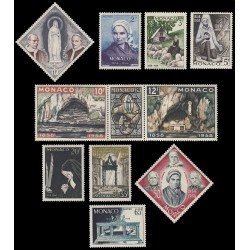 Monaco 492/02 1958 Centenario de las apariciones de Lourdes MNH Monaco 492/02 1958 Centenario de las apariciones de Lourdes MNH