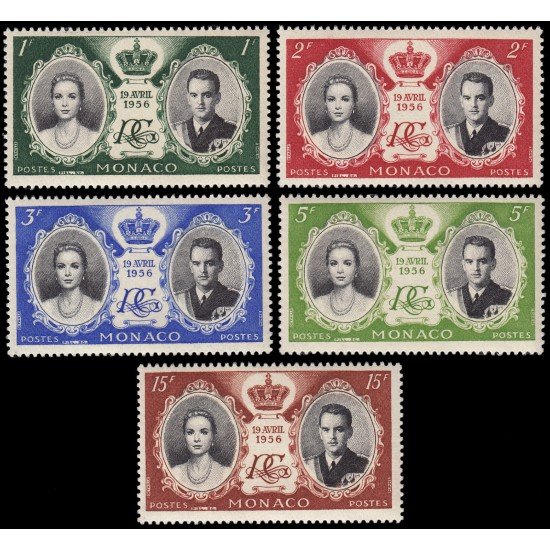 Monaco 473/77 1956 Boda principesca Rainiero III y Grace MNH