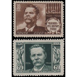 Rusia 1030/31 1946 10 aniv. de la mueerte de Máximo Gorki MNH Rusia 1030/31 1946 10 aniv. de la mueerte de Máximo Gorki MNH
