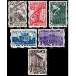 Rusia 1477/82 1950 10 aniv. de la república soviética de Letonia Vistas de Riga MNH Rusia 1477/82 1950 10 aniv. de la república soviética de Letonia Vistas de Riga MNH