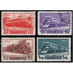 Rusia 1401/04 1949 Construcciones ferroviarias Locomotoras Matasellos a favor Rusia 1401/04 1949 Construcciones ferroviarias Locomotoras Matasellos a favor