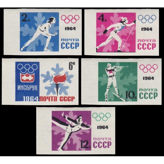 Rusia 2772/76 1964 9 Juegos olímpicos de invierno en Innsbruck, Austria Sin dentar MNH Rusia 2772/76 1964 9 Juegos olímpicos de invierno en Innsbruck, Austria Sin dentar MNH