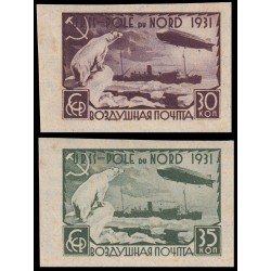 Rusia A 27/28B 1931 Polo Norte Encuentro del Graf Zeppelin con el rompehielos Malygin MNH Rusia A 27/28B 1931 Polo Norte Encuentro del Graf Zeppelin con el rompehielos Malygin MNH