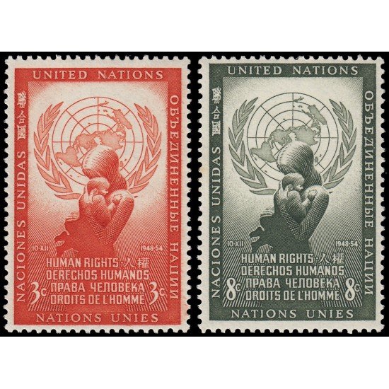 Naciones Unidas New York 29/30 1954 Día de los Derechos Humanos MNH Naciones Unidas New York 29/30 1954 Día de los Derechos Humanos MNH