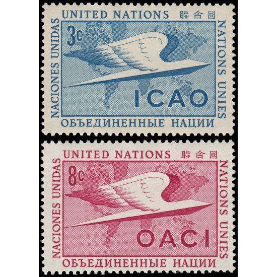 Naciones Unidas New York 31/32 1955 Organización de la aviación civil internacional OACI-ICAO MNH