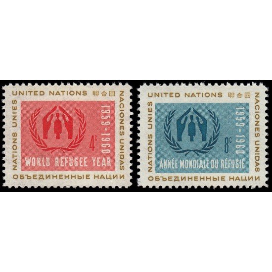 Naciones Unidas New York 72/73 1959 Año mundial del refugiado MNH Naciones Unidas New York 72/73 1959 Año mundial del refugiado MNH