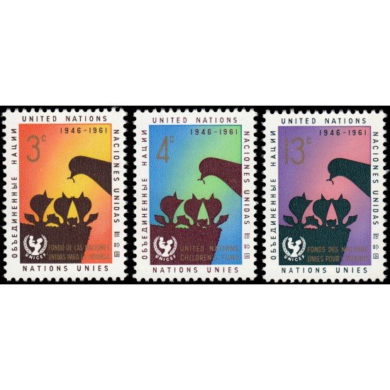 Naciones Unidas New York 93/95 1961 5 aniv. de UNICEF MNH Naciones Unidas New York 93/95 1961 5 aniv. de UNICEF MNH