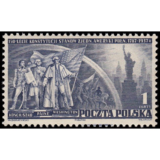 Polonia Poland 399 1938 150 aniv. de la Constitución de los EEUU MNH Polonia Poland 399 1938 150 aniv. de la Constitución de los EEUU MNH
