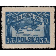 Polonia Poland 470 1946 Día de la Marina Carta del mar Báltico MNH