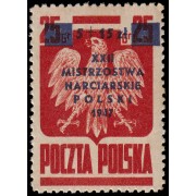 Polonia Poland 481 1947 Campeonato de esquí de Zakopane, con sobrecarga en azul MNH