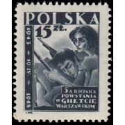 Polonia Poland 513 1948 5 aniv. de la resistencia a los nazis en el gueto de Var