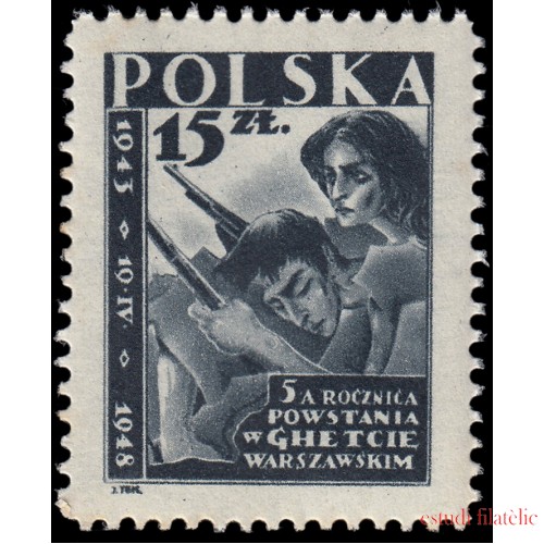 Polonia Poland 513 1948 5 aniv. de la resistencia a los nazis en el gueto de Var