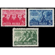 Polonia Poland 548/50 1948 8 Congreso de la Unión de la clase obrera en Varsovia MNH