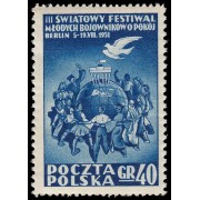 Polonia Poland 615 1951 3 Festival mundial de la juventud en Berlín MNH