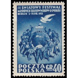 Polonia Poland 615 1951 3 Festival mundial de la juventud en Berlín MNH Polonia Poland 615 1951 3 Festival mundial de la juventud en Berlín MNH