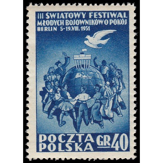 Polonia Poland 615 1951 3 Festival mundial de la juventud en Berlín MNH Polonia Poland 615 1951 3 Festival mundial de la juventud en Berlín MNH