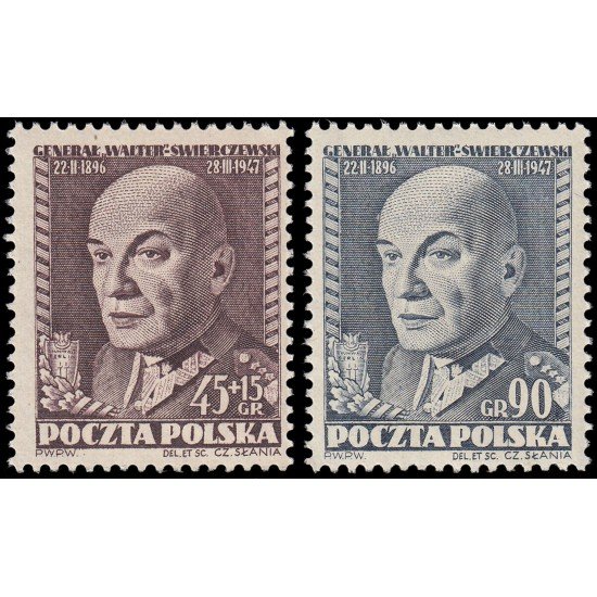Polonia Poland 636/37 1952 5 aniv. de la muerte del general Swierczewski MNH Polonia Poland 636/37 1952 5 aniv. de la muerte del general Swierczewski MNH