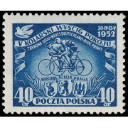 Polonia Poland 640 1951 Vuelta ciclista de la paz Varsovia-Berlín-Praga MNH