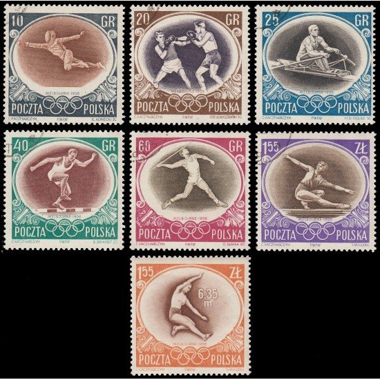 Polonia Poland 871/77 1956 Juegos olímpicos de Melbourne Matasellos a favor Polonia Poland 871/77 1956 Juegos olímpicos de Melbourne Matasellos a favor
