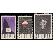 Polonia Poland 1023/25 1960 150 aniv. del nacimiento de Fréderic Chopin MNH