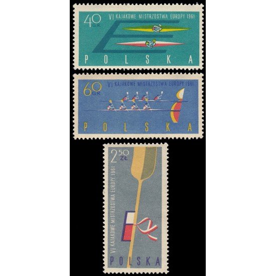 Polonia Poland 1117/19 1961 6 Campeonatos de Europa de canoa MNH Polonia Poland 1117/19 1961 6 Campeonatos de Europa de canoa MNH