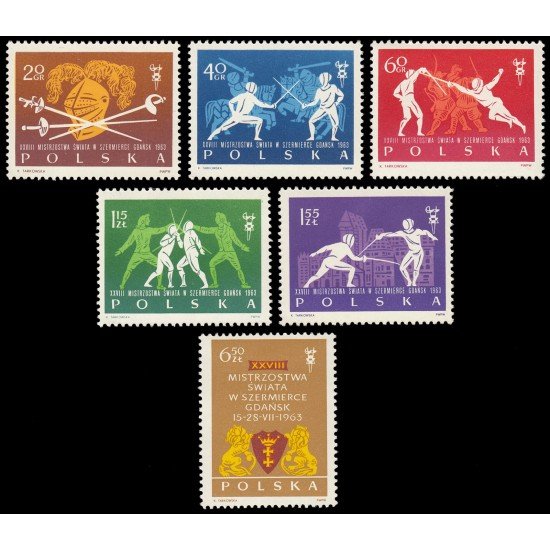 Polonia Poland 1271/76 1963 28 Campeonato del mundo de esgrima en Gdansk MNH Polonia Poland 1271/76 1963 28 Campeonato del mundo de esgrima en Gdansk MNH