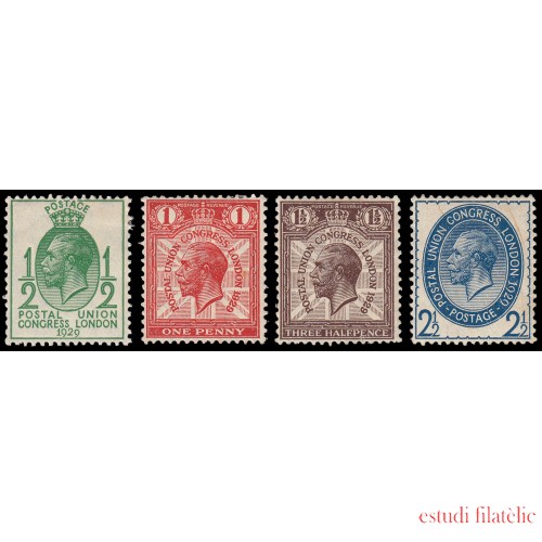 Gran Bretaña 179/82 1929 9 Congreso de la U.P.U en Londres MH