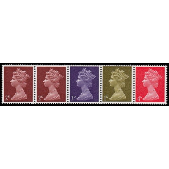 Gran Bretaña 476F 1969 Tira de se-tenant desde 1 £ Folleto Gran Bretaña 476F 1969 Tira de se-tenant desde 1 £ Folleto