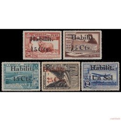 Perú A- 29/33 1937 Sobrecarga Avión Costa MNH Perú A- 29/33 1937 Sobrecarga Avión Costa MNH