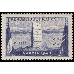 France Francia 922 1952 12 aniv. de la batalla de Narvik (Norvège) MH France Francia 922 1952 12 aniv. de la batalla de Narvik (Norvège) MH