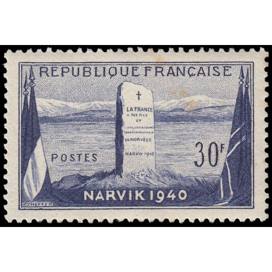 France Francia 922 1952 12 aniv. de la batalla de Narvik (Norvège) MH