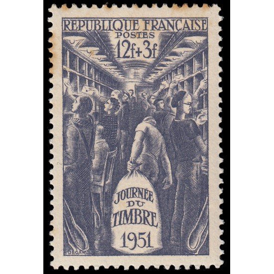 France Francia 879 1951 Día del sello Interior de un vagón postal MH France Francia 879 1951 Día del sello Interior de un vagón postal MH