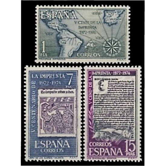España Spain 2164/66 1973 V Centenario de la Imprenta MNH España Spain 2164/66 1973 V Centenario de la Imprenta MNH