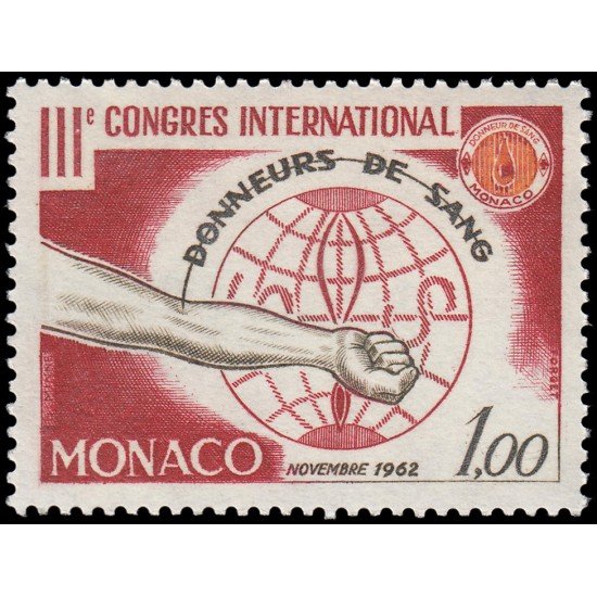 Monaco 598 1962 3er Congreso nacional de donadores de sangre MNH Monaco 598 1962 3er Congreso nacional de donadores de sangre MNH