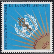 Monaco 769 1968 20º Aniversario de la OMS Emblema MNH
