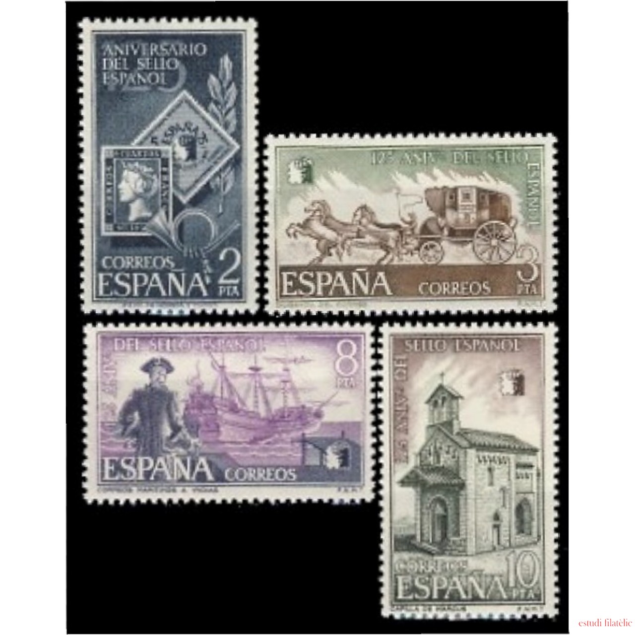 España Spain 2232/35 125 Aniv del Sello Español Año 1975, lujo MNH