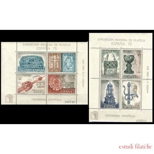 España Spain 2252/53 1975 Exposición mundial de filatelia España 75 Orfebrería Española MNH
