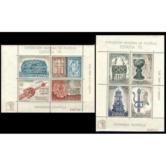 España Spain 2252/53 1975 Exposición mundial de filatelia España 75 Orfebrería Española MNH España Spain 2252/53 1975 Exposición mundial de filatelia España 75 Orfebrería Española MNH