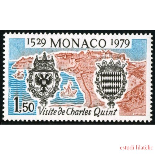 Monaco  1207  1979 450º Aniv. visita del emperador Charles Quint a Mónaco-escudos MNH