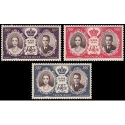 Monaco A 63/65 1956 Boda Principesca Rainiero y Grace MNH Monaco A 63/65 1956 Boda Principesca Rainiero y Grace MNH