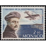 Monaco A 81 1963 50 aniv. Travesía del Mediterràneo Roland Garros Avión MNH