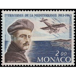 Monaco A 81 1963 50 aniv. Travesía del Mediterràneo Roland Garros Avión MNH Monaco A 81 1963 50 aniv. Travesía del Mediterràneo Roland Garros Avión MNH