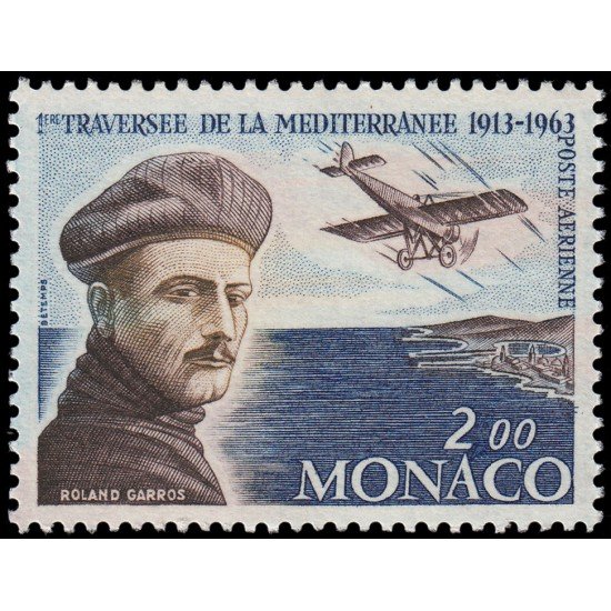Monaco A 81 1963 50 aniv. Travesía del Mediterràneo Roland Garros Avión MNH