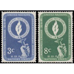 Naciones Unidas New York 38/39 1955 Día de los derechos humanos Llama de la libertad MNH