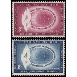 Naciones Unidas New York 46/47 1956 Día de los derechos humanos Llama de la libertad MNH
