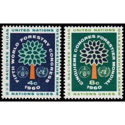 Naciones Unidas New York 78/79 1960 Congreso forestal mundial Árbol MNH Naciones Unidas New York 78/79 1960 Congreso forestal mundial Árbol MNH