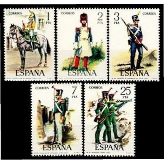 España Spain 2350/54 1976 Uniformes militares MNH España Spain 2350/54 1976 Uniformes militares MNH