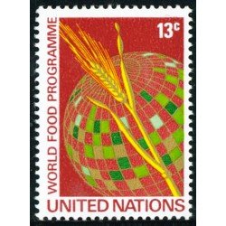 Naciones Unidas New York Nº 211 1971 Programa alimentario mundial Espiga de trigo sobre el globo Lujo Naciones Unidas New York Nº 211 1971 Programa alimentario mundial Espiga de trigo sobre el globo Lujo