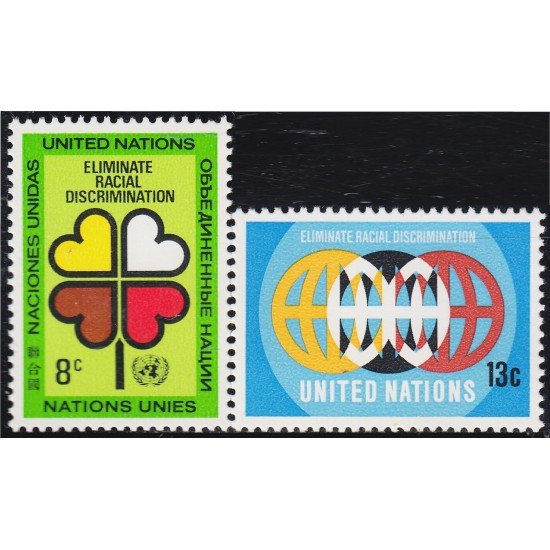 Naciones Unidas New York 213/14 1971 Año internacional contra la discriminación racial Corazones Símbolo de globo MNH